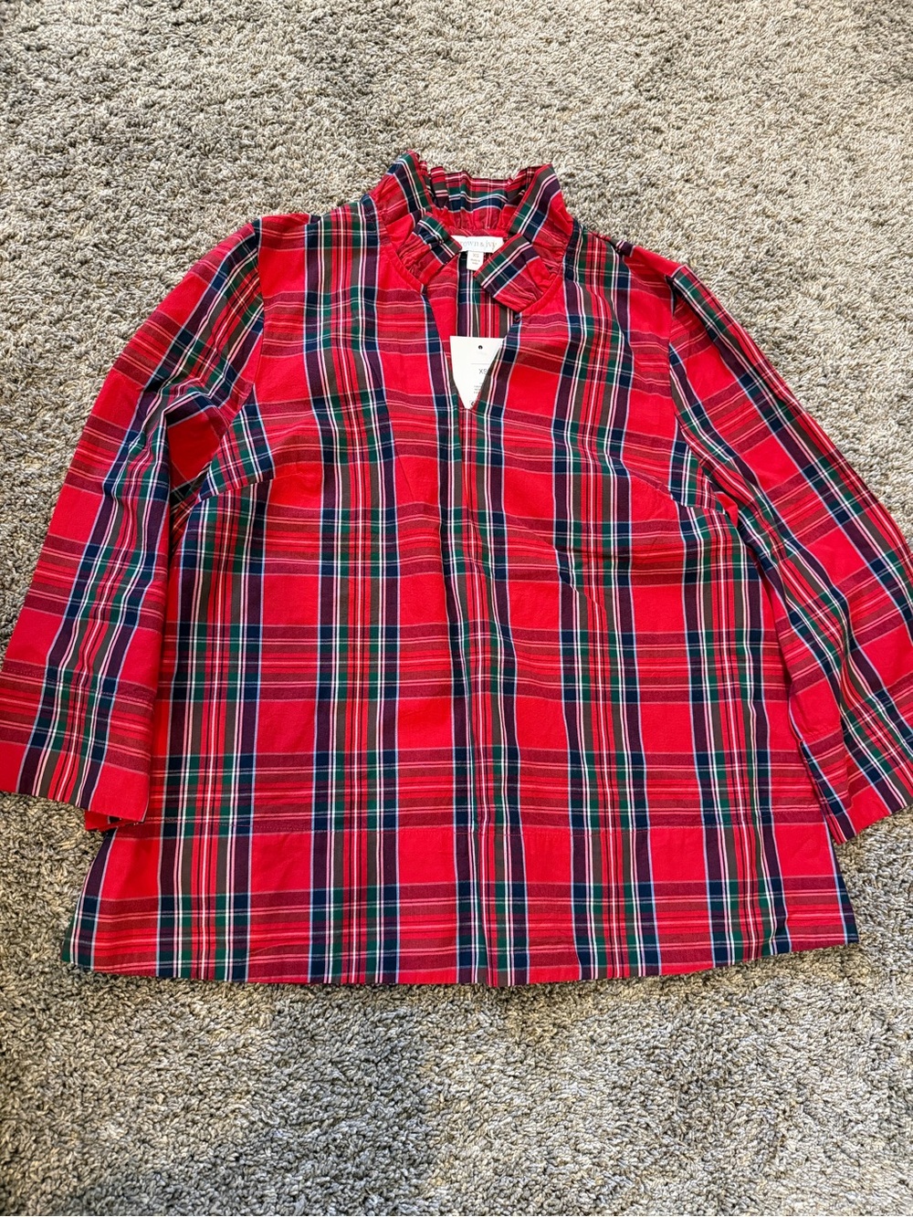 crown & ivy Red Plaid Button-Front Blouse